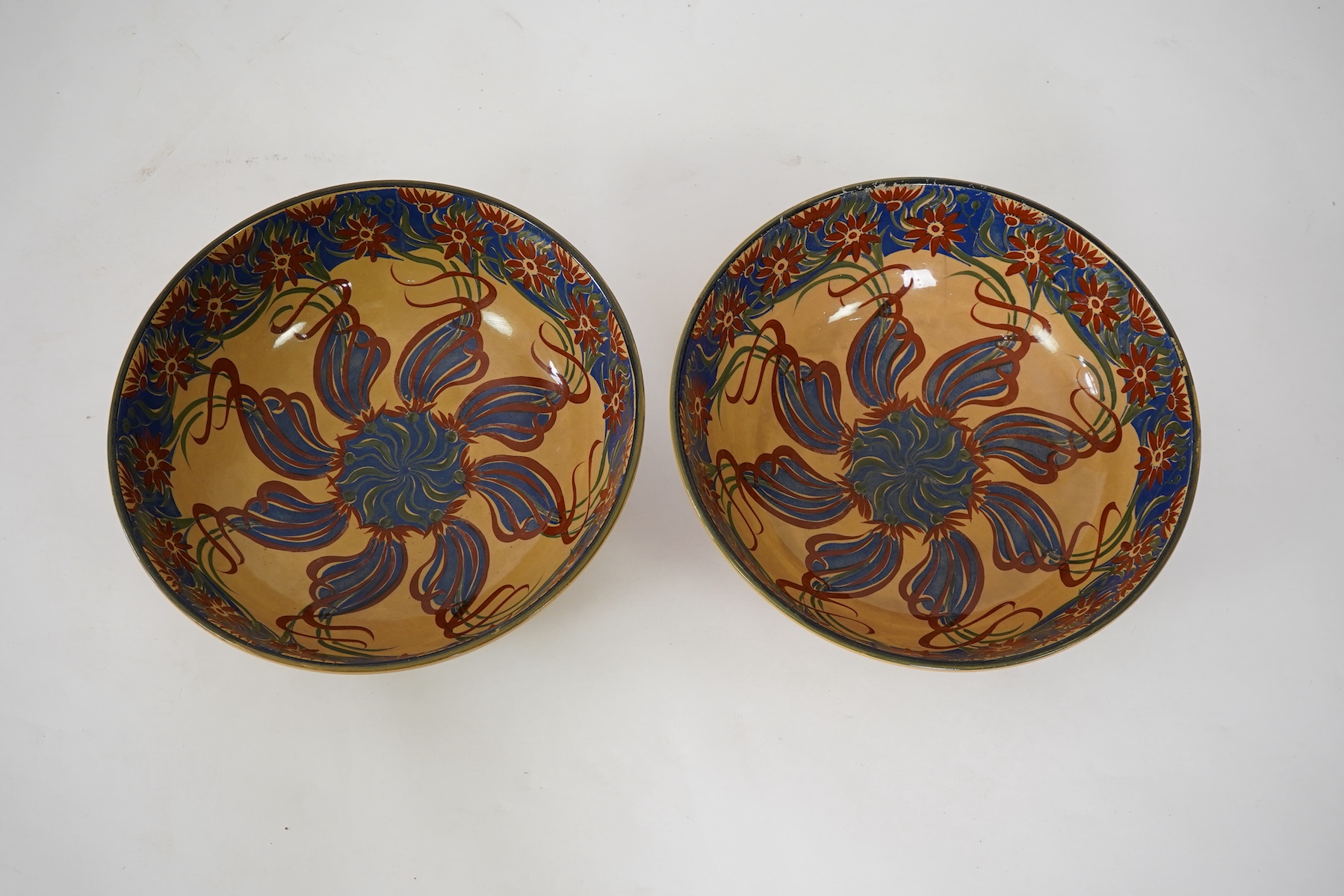 Dr Christopher Dresser (1834-1904) for T.G. Green & Co Ltd.: A pair of 'Ivanhoe' large bowls or basins